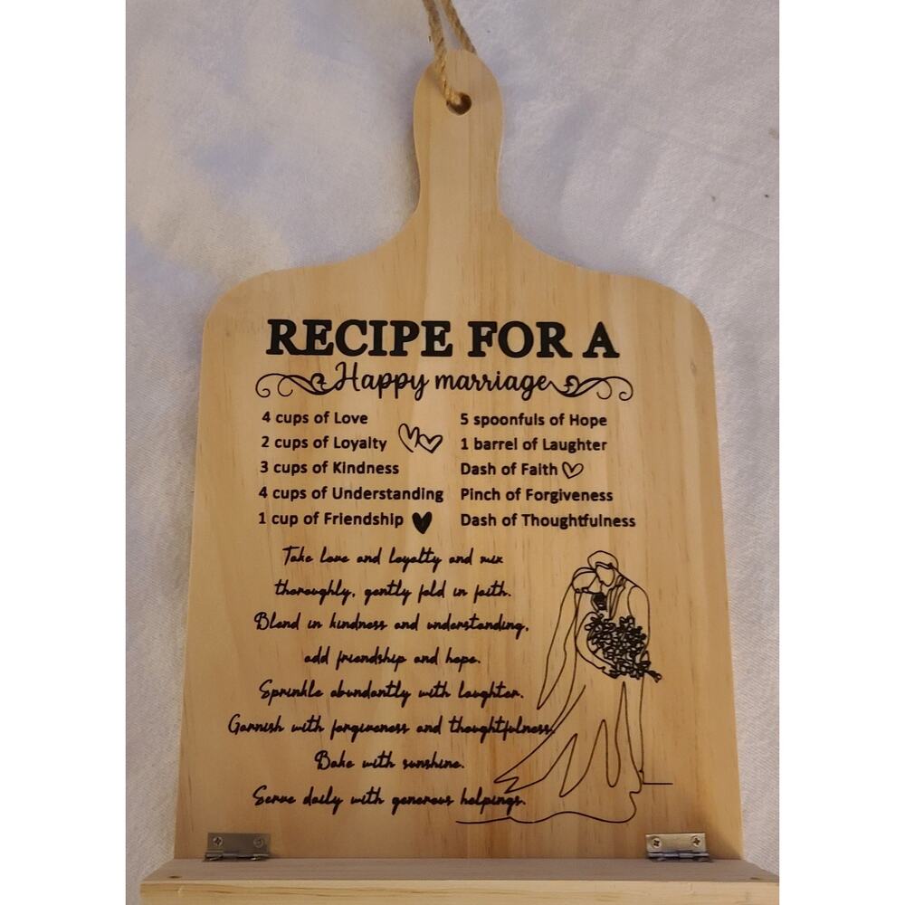 Bamboo Cookbook Stand Wall Or Table Mount Wedding, Marriage, Newlyweds Gift